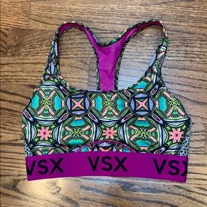 VSX patterned purple sports bra